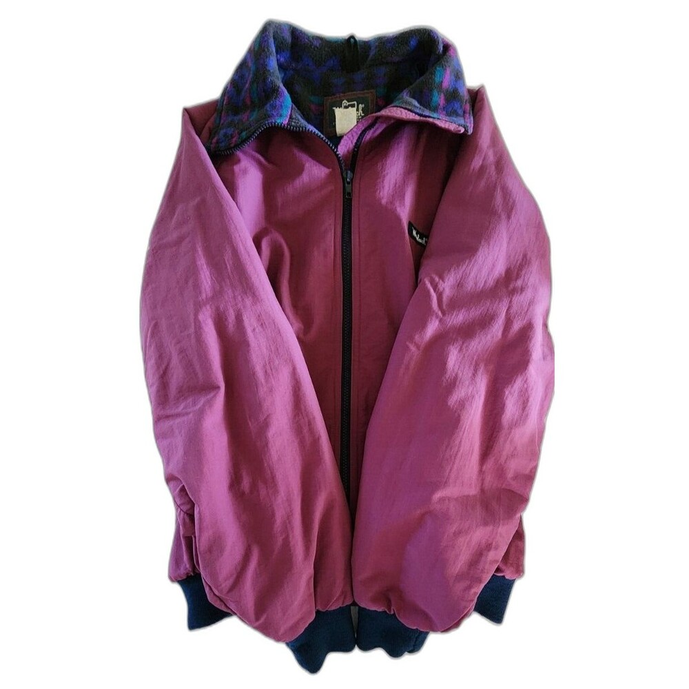 Vintage Woolrich Women's Purple Aztec Design Jacket Coat Bomber Large USA